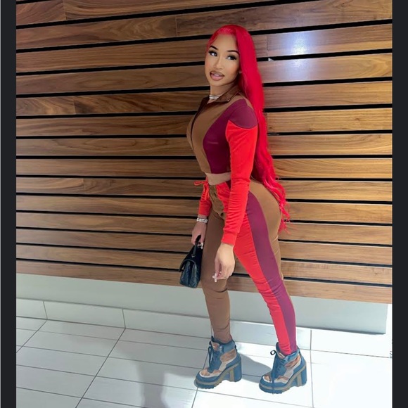 Burgundy brown tracksuit set small to 4xl - Picture 3 of 11